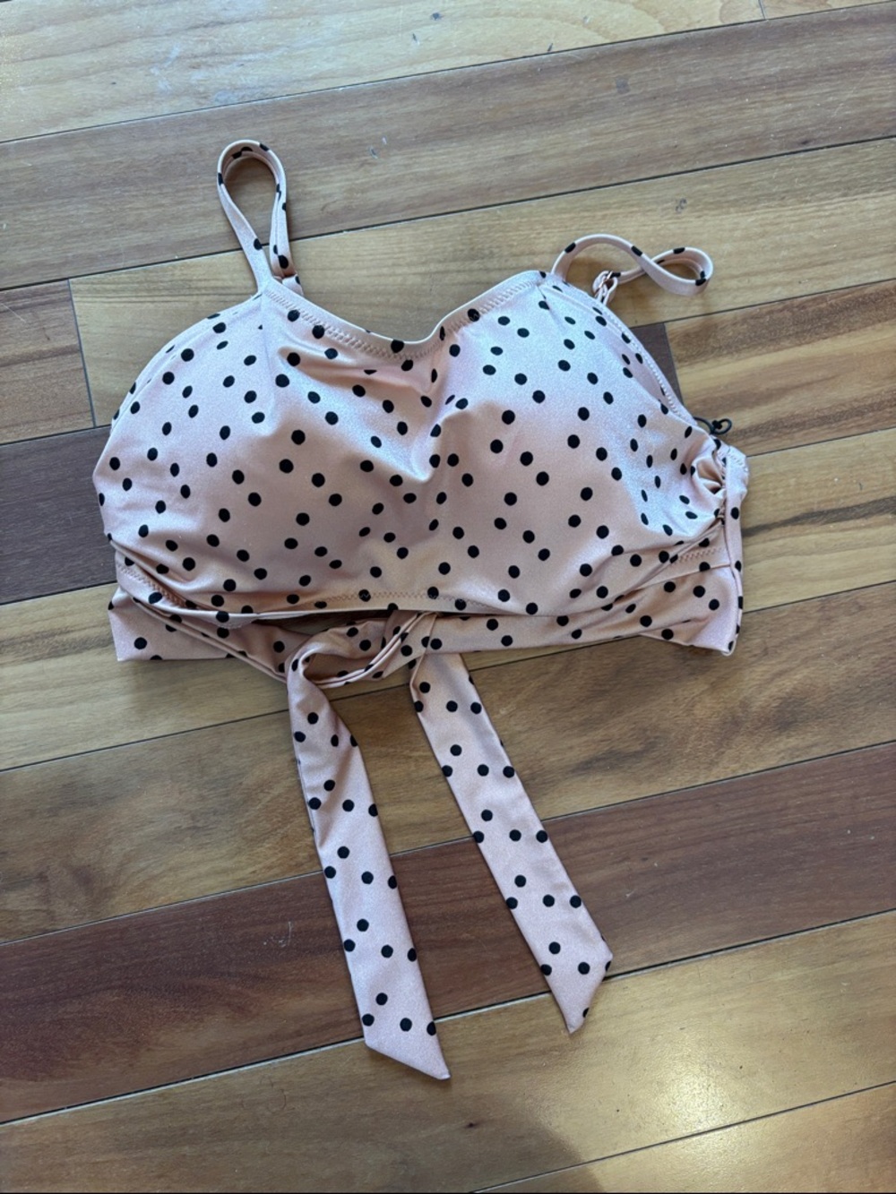 Target Women Swim Pink Polka Dot Tie-Front Bikini Top